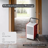 Large 210 Pint Commercial Grade Dehumidifier with 6.56ft Drain Hose, with Handle and Washable Filter - 24 Hr Timer Ideal for Large Basements, Industrial and Job Sites up to 7500 Sq. Ft